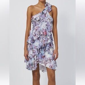 NWT 🆕 IRO Paris Jofrey in Lilas Multico Asymmetrical Ruffle Dress size 36/4